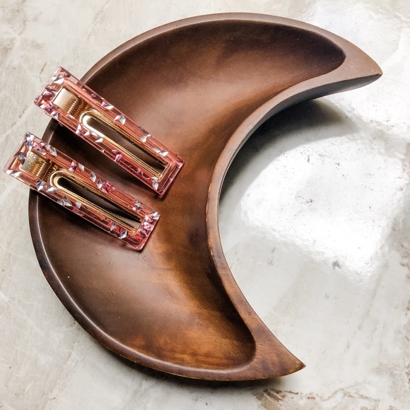 Set Of 2 ✨ Clear Pink And Silver Flakes Hair Clip - Picture 4 of 11